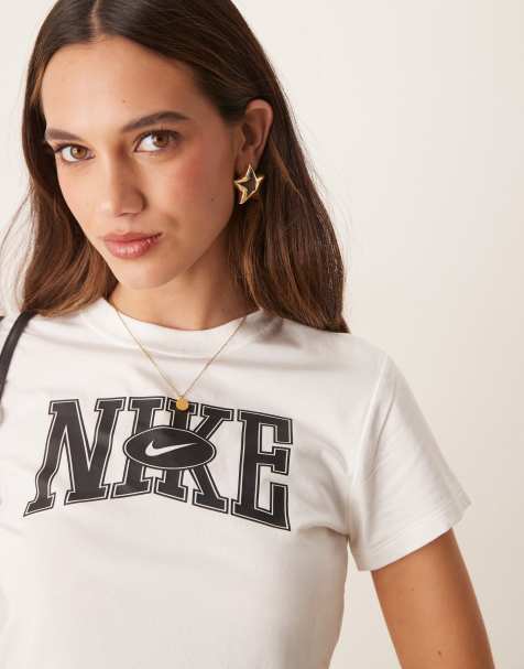 Nike Street graphic cropped t-shirt in cream - view 1