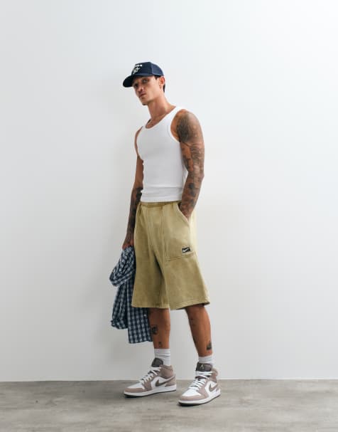 Nike Street jersey logo back pocket shorts in beige - view 1