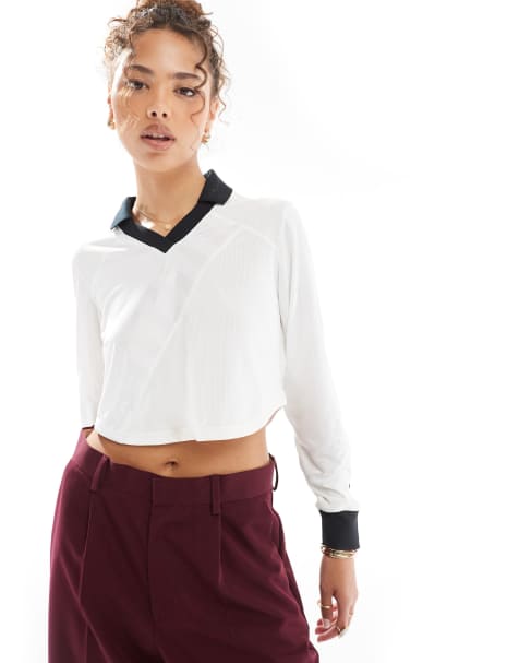 Nike Street Jersey long sleeve top in white and black - view 1