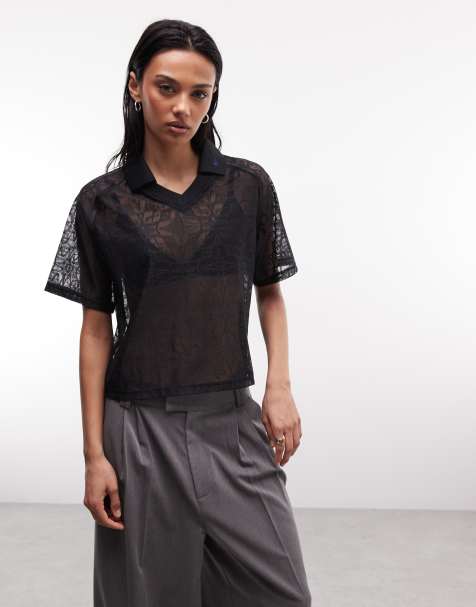 Nike Street lace polo jersey in black and white - view 1