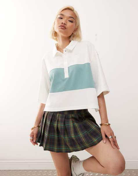 Nike Street oversized polo top in off white and blue - view 1