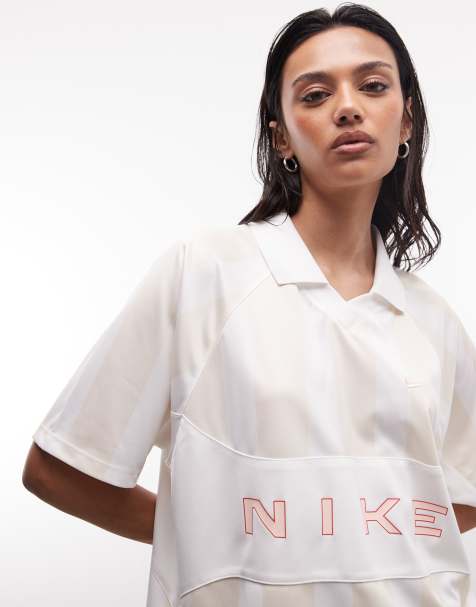 Nike Street oversized striped jersey in beige 