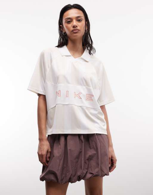 Nike Street oversized striped jersey in beige , 2 of 4