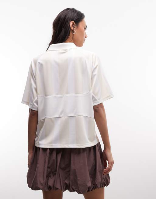 Nike Street oversized striped jersey in beige , 4 of 4