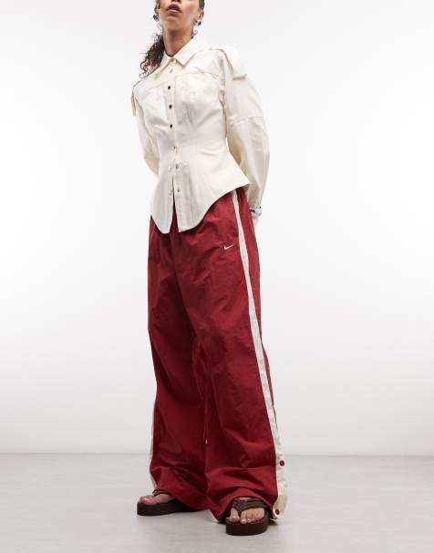 Nike Street parachute trousers in red and off white