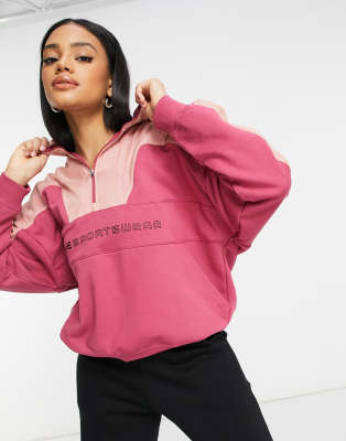 pink quarter zip hoodie