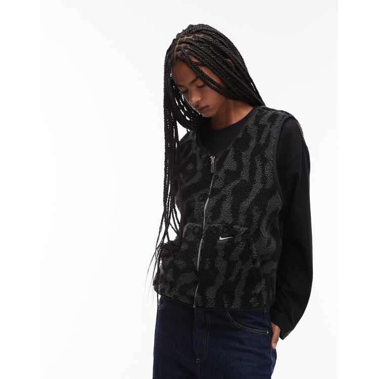 Nike Street reversible sherpa vest in black and leopard print | ASOS