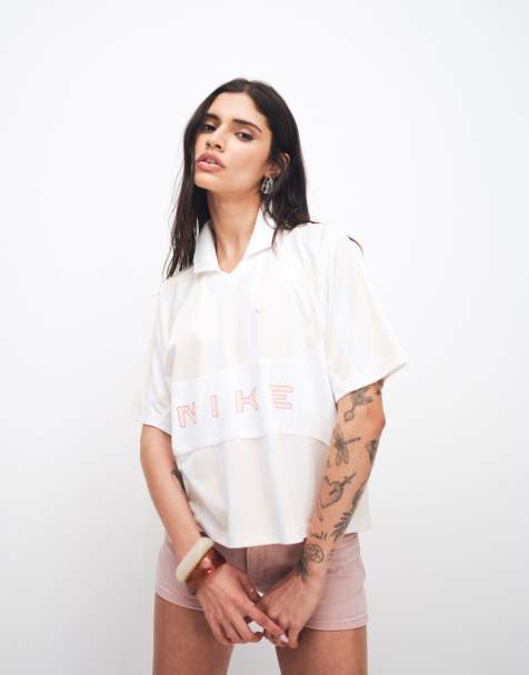 Nike Street Stripe jersey t-shirt in white and beige  - view 1