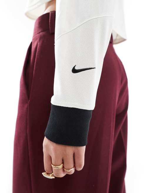 Nike - Street - Top van jersey met lange mouwen in wit en zwart, 2 van 4