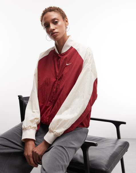 Nike Street varsity jacket in off white and red - view 1