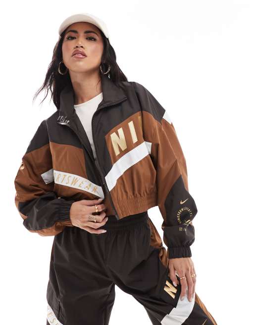Nike Streetwear – Brązowa kurtka z tkaniny