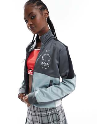 Nike - Streetwear - Jacke aus Webstoff in Grau und Blau