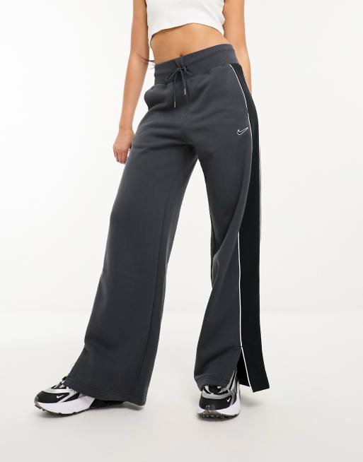 Nike Streetwear – Mörkgrå joggingbyxor av fleece i oversize med vida ben, 4 av 4