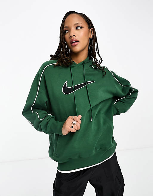 Nike Streetwear oversized fleece hoodie in dark green