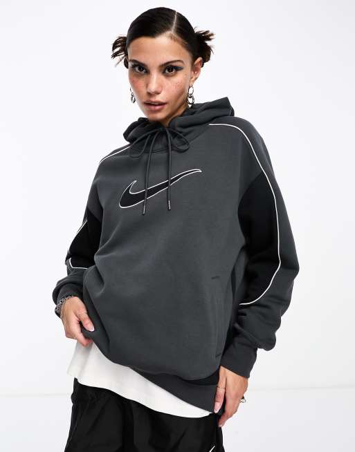 Nike Streetwear oversized fleece hoodie in dark grey