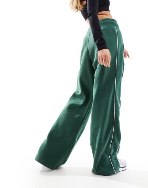 Nike Streetwear oversized fleece wide leg sweatpants in dark green