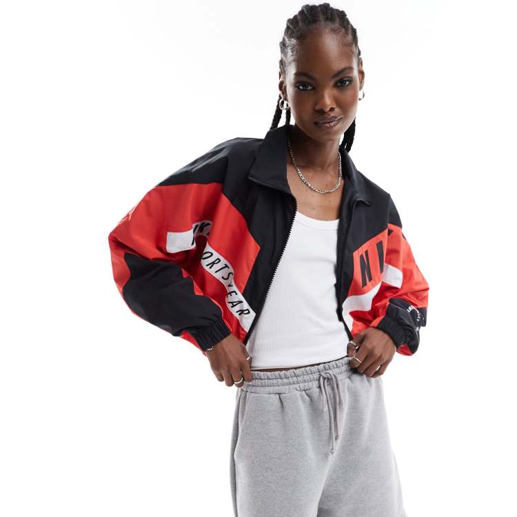 Black and red nike jacket best sale