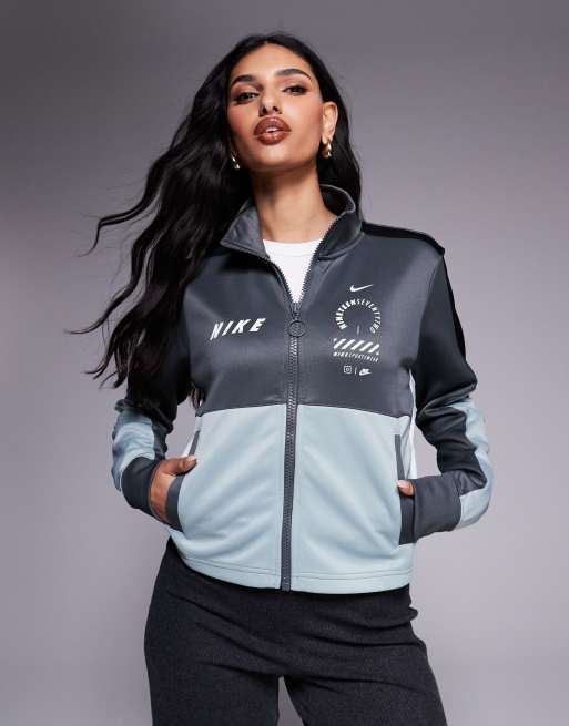 Nike Streetwear – Zapinany na suwak szary top dresowy 