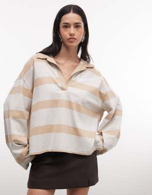 Nike Striped Polo Shirt In Neutral