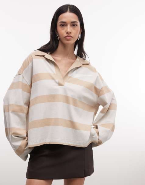 Nike striped polo shirt in off white and beige - view 1