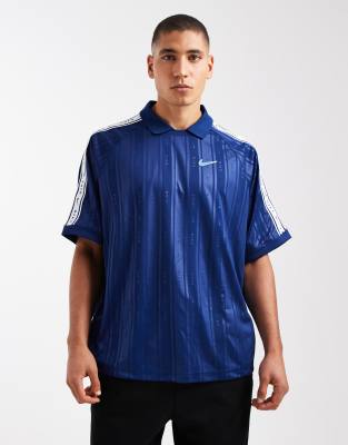 Nike Nike striped polo top in navy