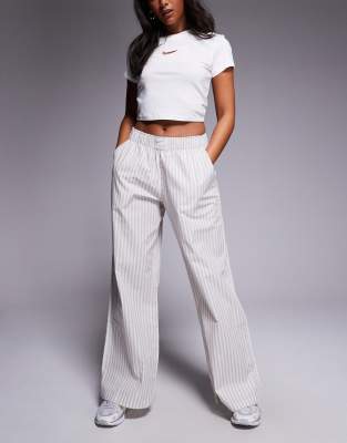 Nike Striped Poplin Pants In Gray