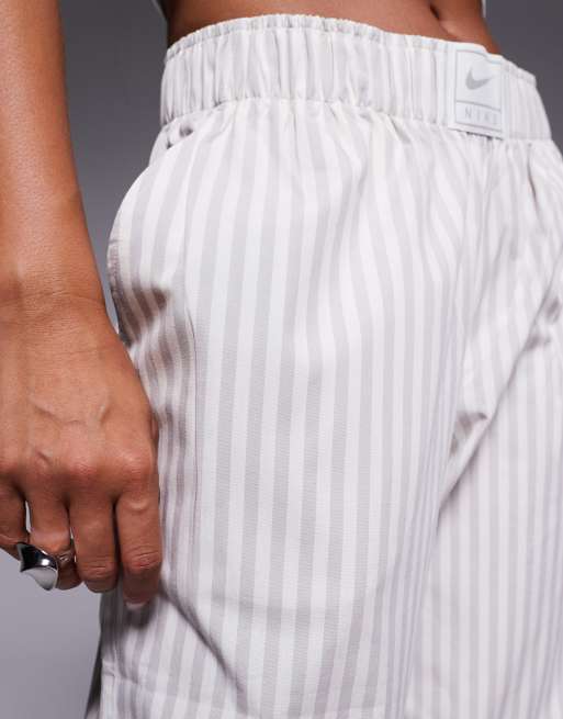 Nike striped poplin pants in light gray | ASOS