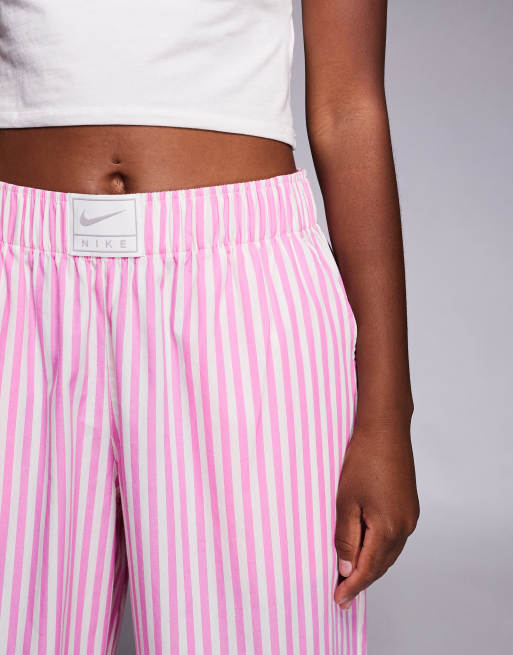 Nike striped poplin pants in pink