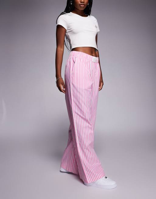 Nike striped poplin pants in pink