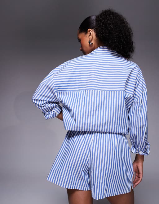 Nike striped poplin shorts in blue