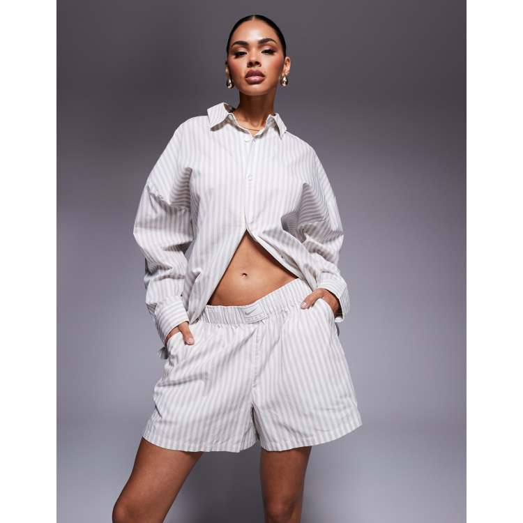 Nike striped poplin shorts in light gray | ASOS
