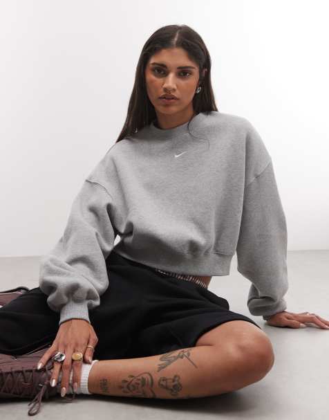 Nike Studio felpa oversize corta di peso medio in grigio - view 1