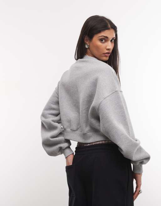 Nike Studio felpa oversize corta di peso medio in grigio, 4 di 4