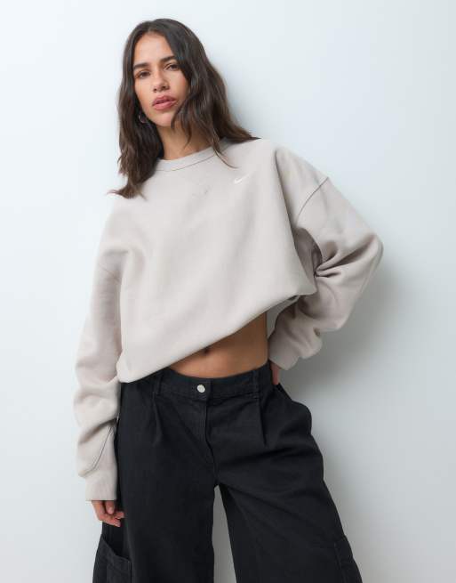 Nike Studio Fleece crew neck sweatshirt in cream - BEIGE, 4 of 4