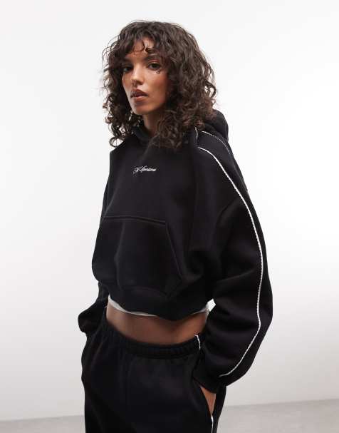 Nike Studio Fleece cropped hoodie in black - view 1
