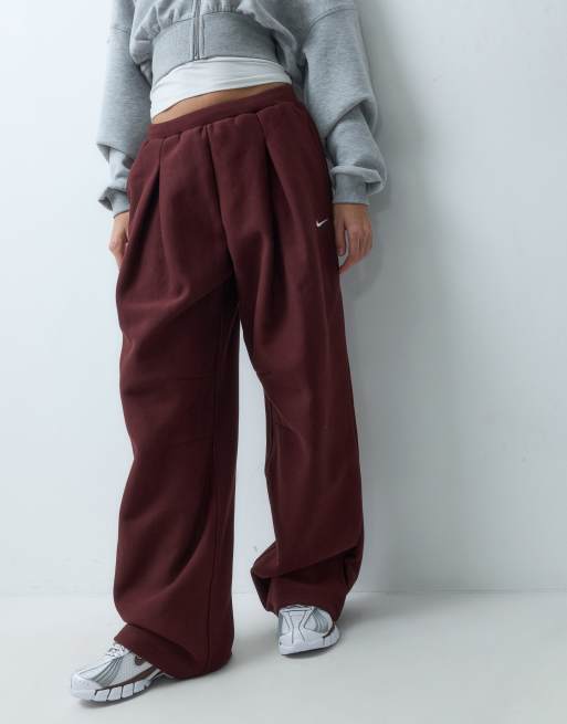 Nike Studio Fleece cuffed sweatpants in burgundy - BURGUNDY, 5 of 5