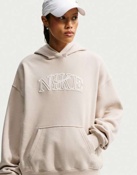 Nike Studio Fleece felpa con cappuccio oversize con logo beige - view 1