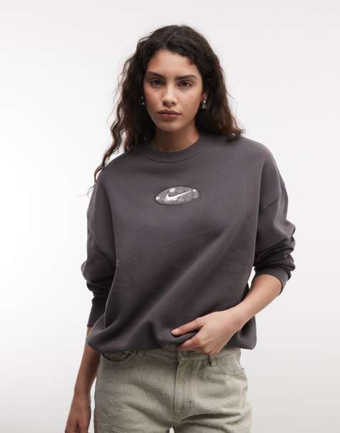 Nike Studio Fleece felpa oversize con stampa grafica grigia - view 1