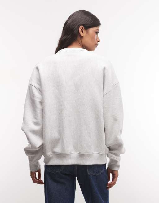 Nike Studio Fleece felpa oversize in tessuto pesante grigio mélange, 4 di 4