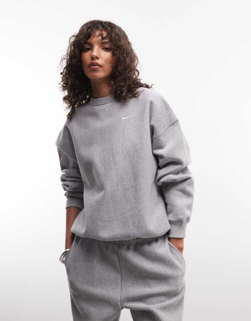 Nike Studio Fleece felpa oversize pesante grigio scuro, 2 di 5