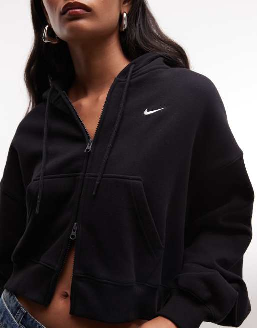 Nike Studio Fleece full zip hoodie in black, 2 of 4