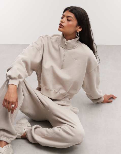 Nike Studio Fleece half zip sweatshirt in beige - view 1