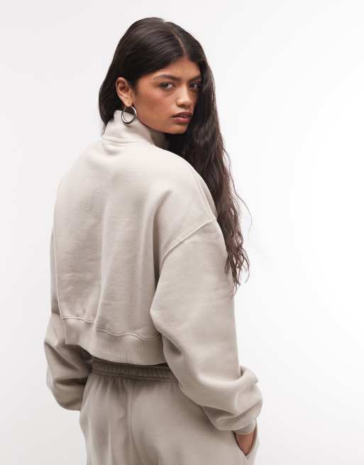 Nike Studio Fleece half zip sweatshirt in beige , 4 of 4