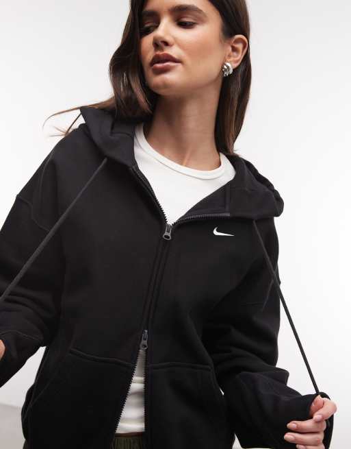Nike Studio Fleece heavy-weight oversized full zip hoodie in black, 2 of 4