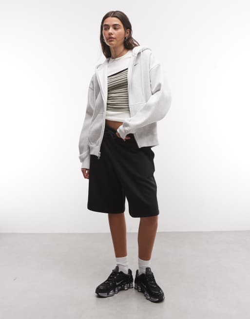 Nike Studio Fleece heavy-weight oversized full zip hoodie in grey, 2 of 4