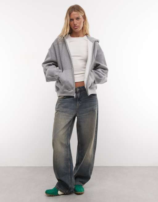 Nike Studio Fleece heavy-weight oversized full zip hoodie with pleated back in dark grey, 2 of 4