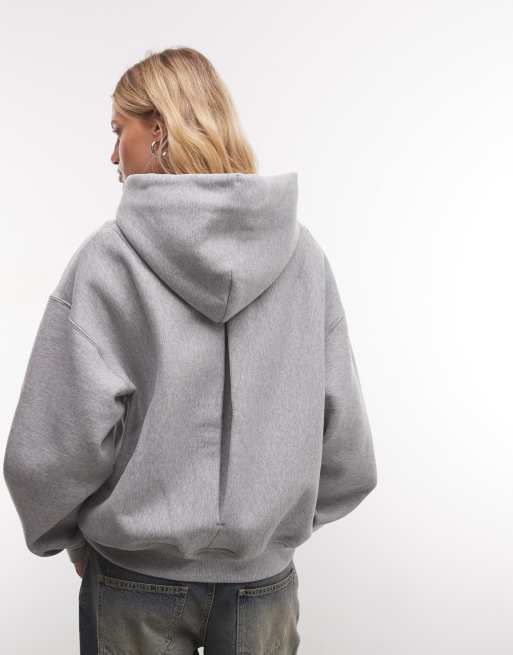 Nike Studio Fleece heavy-weight oversized full zip hoodie with pleated back in dark grey, 4 of 4