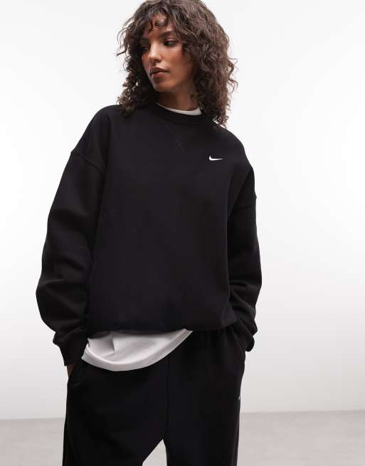 Nike Studio Fleece heavy-weight oversized sweat in black, 3 of 4