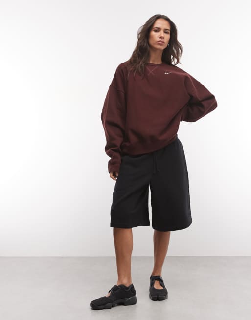 Nike Studio Fleece heavy-weight oversized sweat in burgundy, 2 of 4