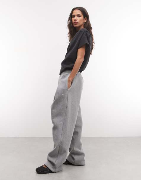 Nike Studio Fleece heavy-weight pleated open hem jogger in dark grey - view 1